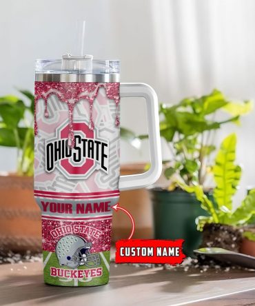 Ohio State Buckeyes Ncaa Glitter Custom Stanley Quencher 40Oz Stainless Steel Tumbler With Handle