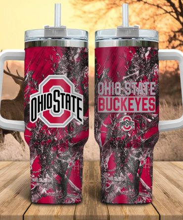 Ohio State Buckeyes Ncaa Hunting Custom Stanley Quencher 40Oz Stainless Steel Tumbler With Handle