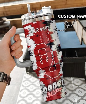 Oklahoma Sooners Ncaa Custom Stanley Quencher 40Oz Stainless Steel Tumbler With Handle