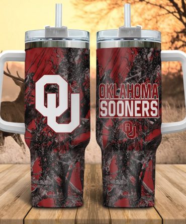 Oklahoma Sooners Ncaa Hunting Custom Stanley Quencher 40Oz Stainless Steel Tumbler With Handle