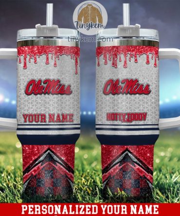 Ole Miss Rebels Glitter Ncaa Custom Stanley Quencher 40Oz Stainless Steel Tumbler With Handle