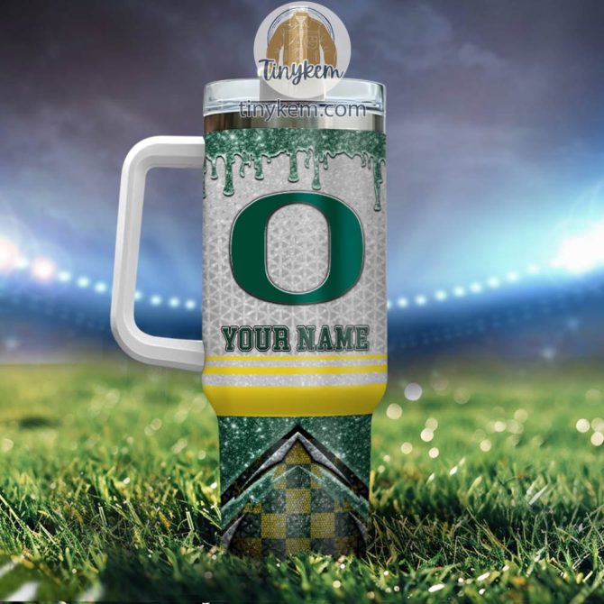 Oregon Ducks Glitter Ncaa Custom Stanley Quencher 40Oz Stainless Steel Tumbler With Handle - Image 3