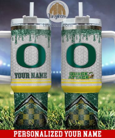 Oregon Ducks Glitter Ncaa Custom Stanley Quencher 40Oz Stainless Steel Tumbler With Handle