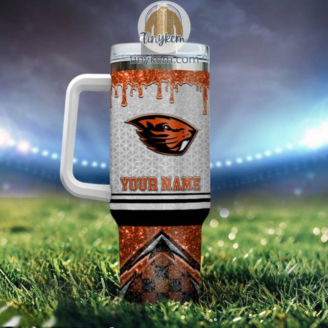 Oregon State Beavers Glitter Ncaa Custom Stanley Quencher 40Oz Stainless Steel Tumbler With Handle - Image 3