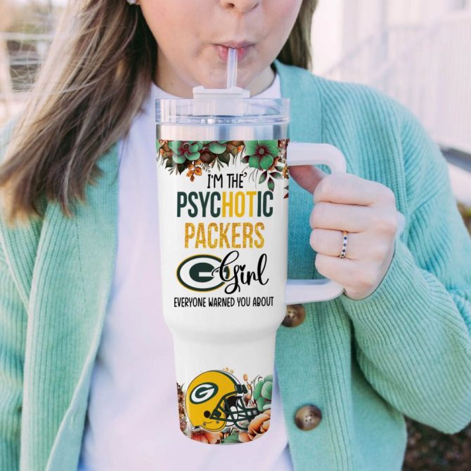 Packers Girl Green Bay Packers Nfl Custom Stanley Quencher 40Oz Stainless Steel Tumbler With Handle - Image 5