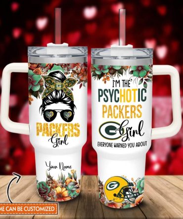Packers Girl Green Bay Packers Nfl Custom Stanley Quencher 40Oz Stainless Steel Tumbler With Handle