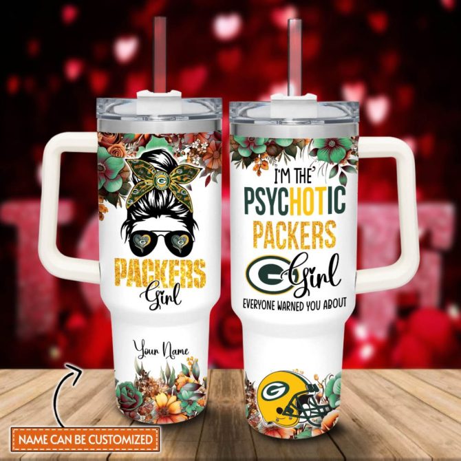Packers Girl Green Bay Packers Nfl Custom Stanley Quencher 40Oz Stainless Steel Tumbler With Handle