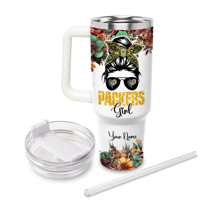 Packers Girl Green Bay Packers Nfl Custom Stanley Quencher 40Oz Stainless Steel Tumbler With Handle - Image 2