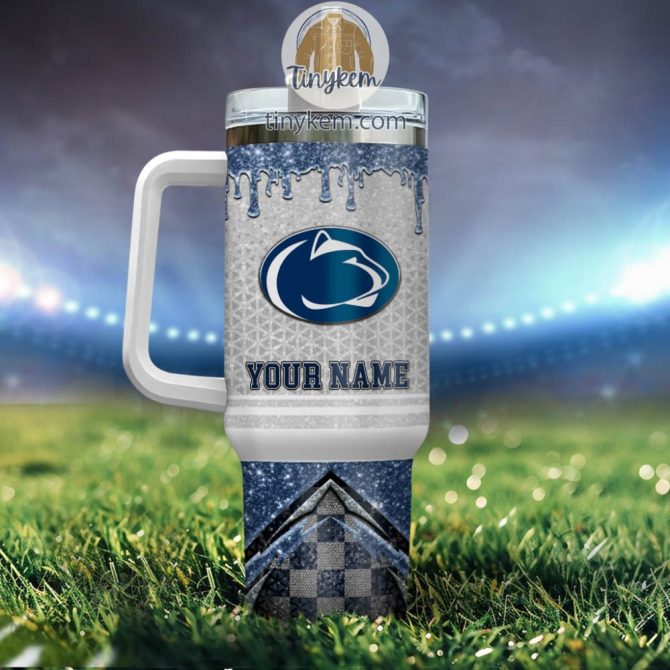 Penn State Nittany Lions Glitter Ncaa Custom Stanley Quencher 40Oz Stainless Steel Tumbler With Handle - Image 3