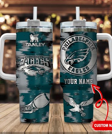 Philadelphia Eagles Nfl Custom Stanley Quencher 40Oz Stainless Steel Tumbler With Handle
