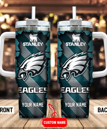 Philadelphia Eagles Nfl Custom Stanley Quencher 40Oz Stainless Steel Tumbler With Handle