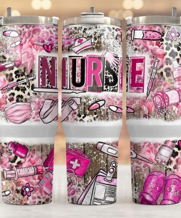 Pink Nurse With Medical Equipment Custom Stanley Quencher 40Oz Stainless Steel Tumbler With Handle