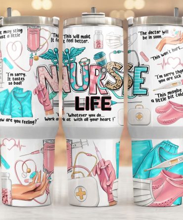 Pink Nurse With Medical Equipment Custom Stanley Quencher 40Oz Stainless Steel Tumbler With Handle