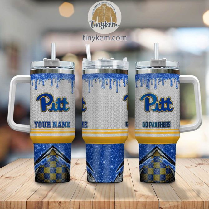 Pittsburgh Panthers Glitter Ncaa Custom Stanley Quencher 40Oz Stainless Steel Tumbler With Handle - Image 2