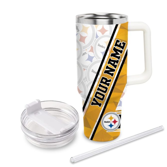 Pittsburgh Steelers Nfl Custom Stanley Quencher 40Oz Stainless Steel Tumbler With Handle - Image 3