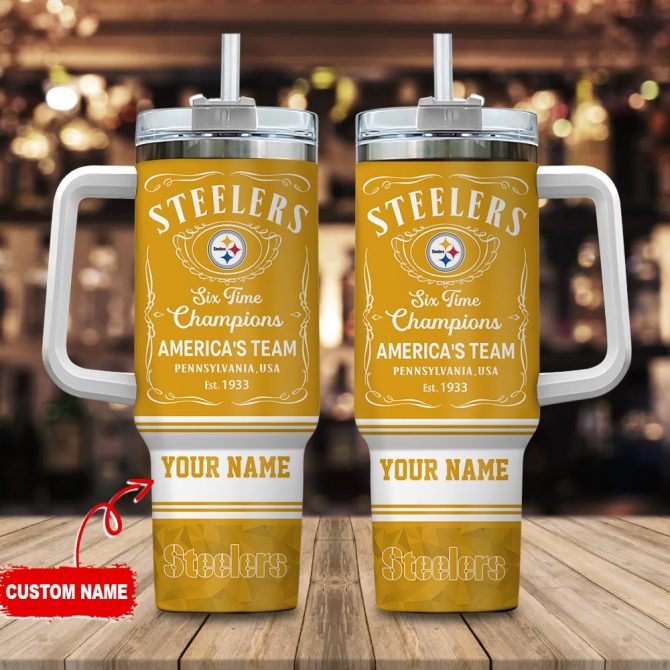 Pittsburgh Steelers Nfl Custom Stanley Quencher 40Oz Stainless Steel Tumbler With Handle