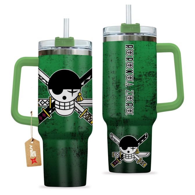 Roronoa Zoro Custom Nameone Piece Anime Custom Stanley Quencher 40Oz Stainless Steel Tumbler With Handle - Image 2