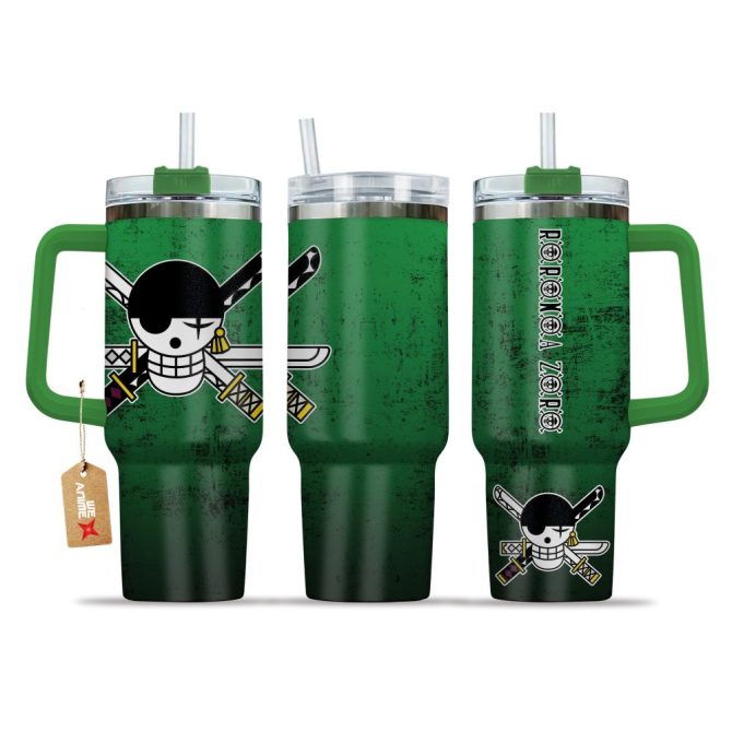 Roronoa Zoro Custom Nameone Piece Anime Custom Stanley Quencher 40Oz Stainless Steel Tumbler With Handle
