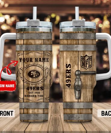 San Francisco 49Ers Nfl Diehard Fan Custom Stanley Quencher 40Oz Stainless Steel Tumbler With Handle