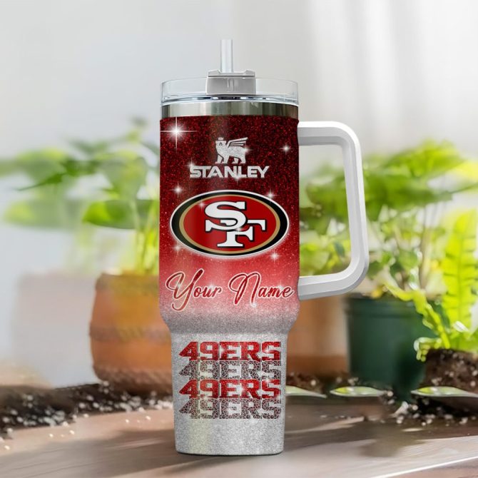 San Francisco 49Ers Nfl Glitter Custom Stanley Quencher 40Oz Stainless Steel Tumbler With Handle - Image 2