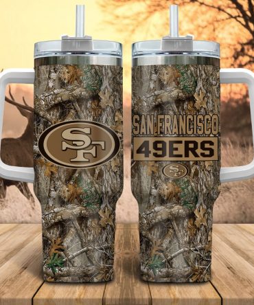San Francisco 49Ers Nfl Hunting Realtree Custom Stanley Quencher 40Oz Stainless Steel Tumbler With Handle