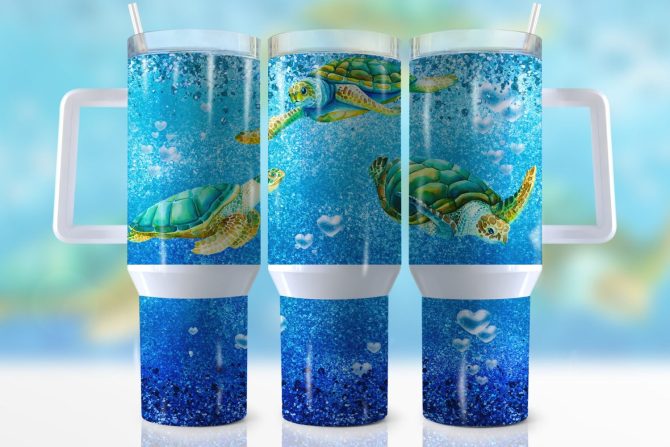 Sea Turtles Custom Stanley Quencher 40Oz Stainless Steel Tumbler With Handle