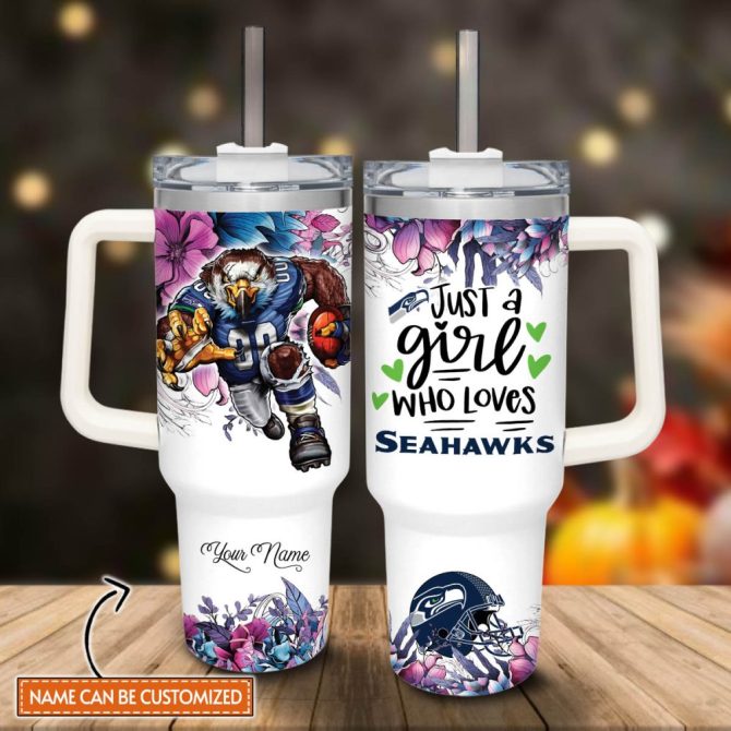 Seattle Seahawks Nfl Custom Stanley Quencher 40Oz Stainless Steel Tumbler With Handle