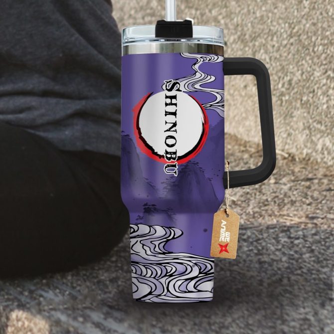 Shinobu Kocho Kimestu No Yaiba Anime Custom Stanley Quencher 40Oz Stainless Steel Tumbler With Handle - Image 3