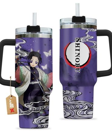 Shinobu Kocho Kimestu No Yaiba Anime Custom Stanley Quencher 40Oz Stainless Steel Tumbler With Handle
