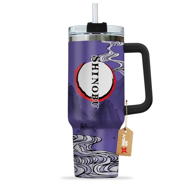 Shinobu Kocho Kimestu No Yaiba Anime Custom Stanley Quencher 40Oz Stainless Steel Tumbler With Handle - Image 2