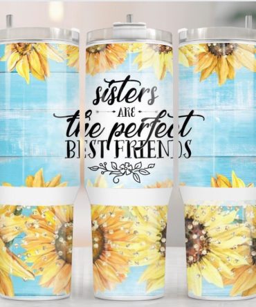 Sisters Sunflower Custom Stanley Quencher 40Oz Stainless Steel Tumbler With Handle