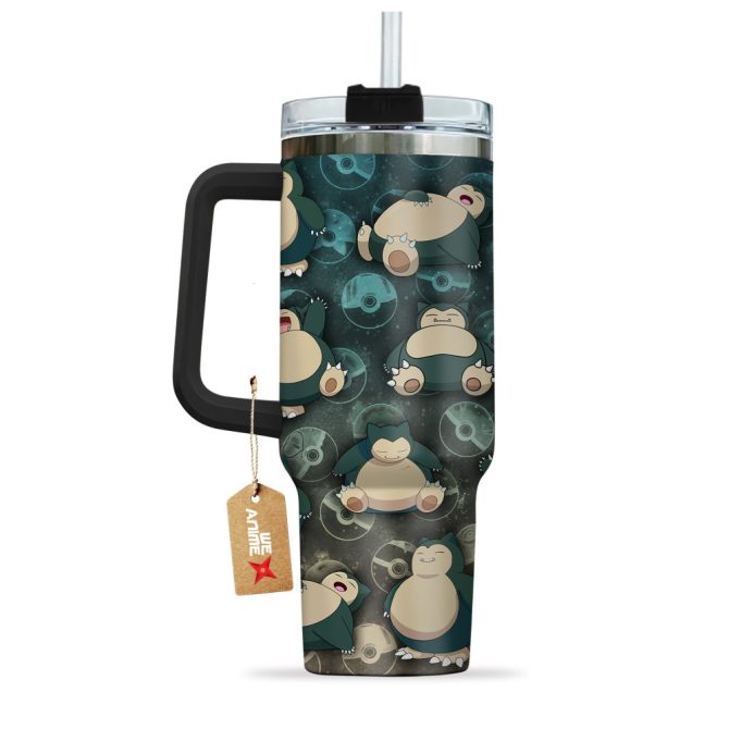 Snorlax Pokemon Anime Custom Stanley Quencher 40Oz Stainless Steel Tumbler With Handle - Image 2