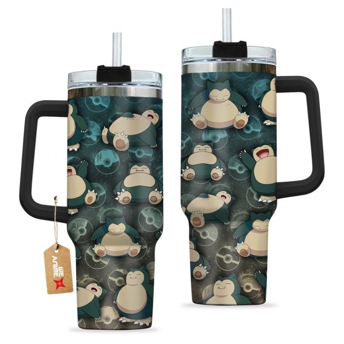 Snorlax Pokemon Anime Custom Stanley Quencher 40Oz Stainless Steel Tumbler With Handle