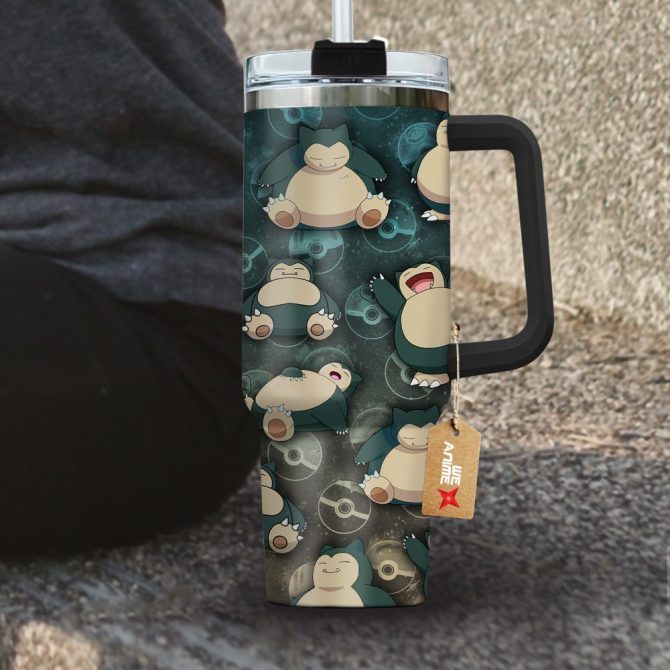 Snorlax Pokemon Anime Custom Stanley Quencher 40Oz Stainless Steel Tumbler With Handle - Image 4