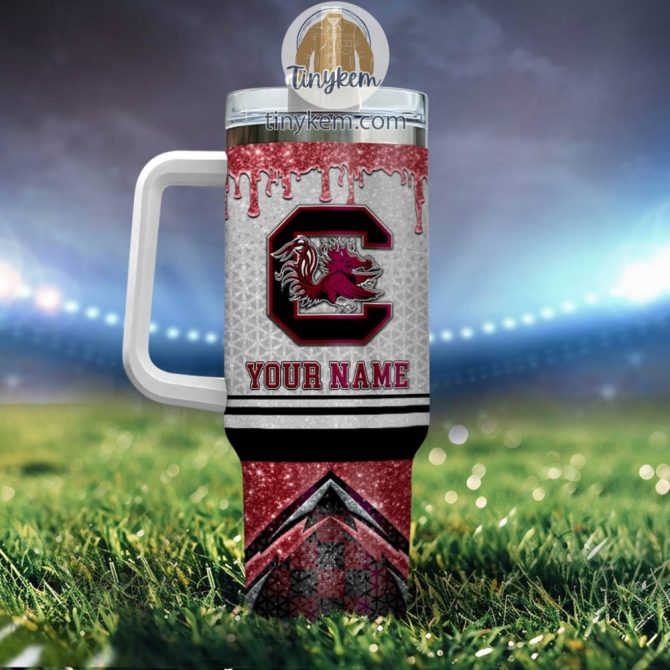 South Carolina Gamecocks Glitter Ncaa Custom Stanley Quencher 40Oz Stainless Steel Tumbler With Handle - Image 3
