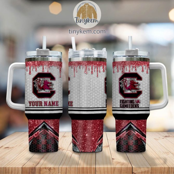 South Carolina Gamecocks Glitter Ncaa Custom Stanley Quencher 40Oz Stainless Steel Tumbler With Handle - Image 2
