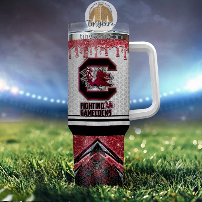 South Carolina Gamecocks Glitter Ncaa Custom Stanley Quencher 40Oz Stainless Steel Tumbler With Handle - Image 4
