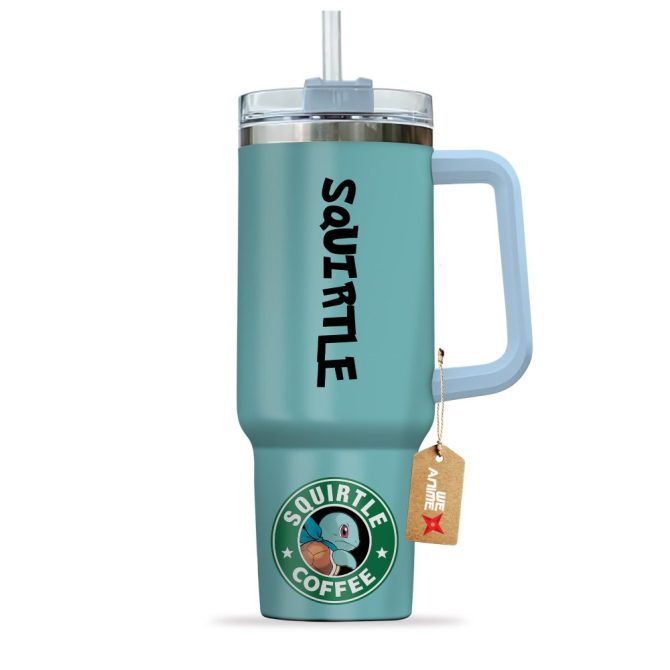Squirtle Coffee Pokemon Anime Custom Stanley Quencher 40Oz Stainless Steel Tumbler With Handle - Image 3
