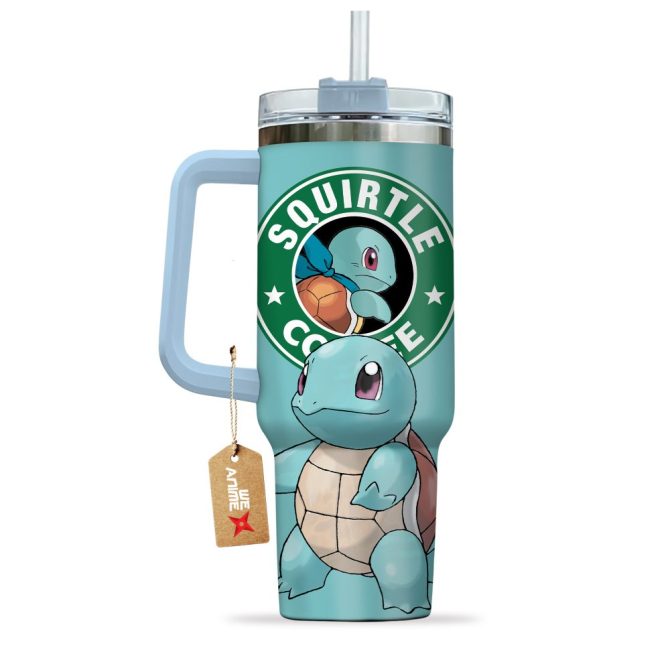 Squirtle Coffee Pokemon Anime Custom Stanley Quencher 40Oz Stainless Steel Tumbler With Handle - Image 4