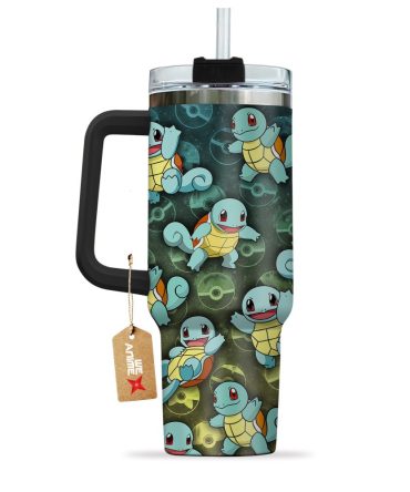 Squirtle Pokemon Anime Custom Stanley Quencher 40Oz Stainless Steel Tumbler With Handle