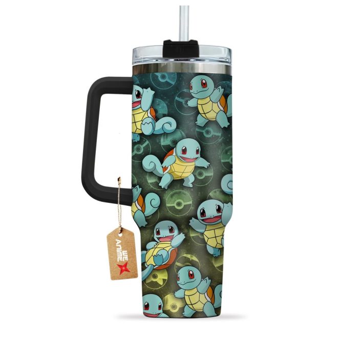 Squirtle Pokemon Anime Custom Stanley Quencher 40Oz Stainless Steel Tumbler With Handle