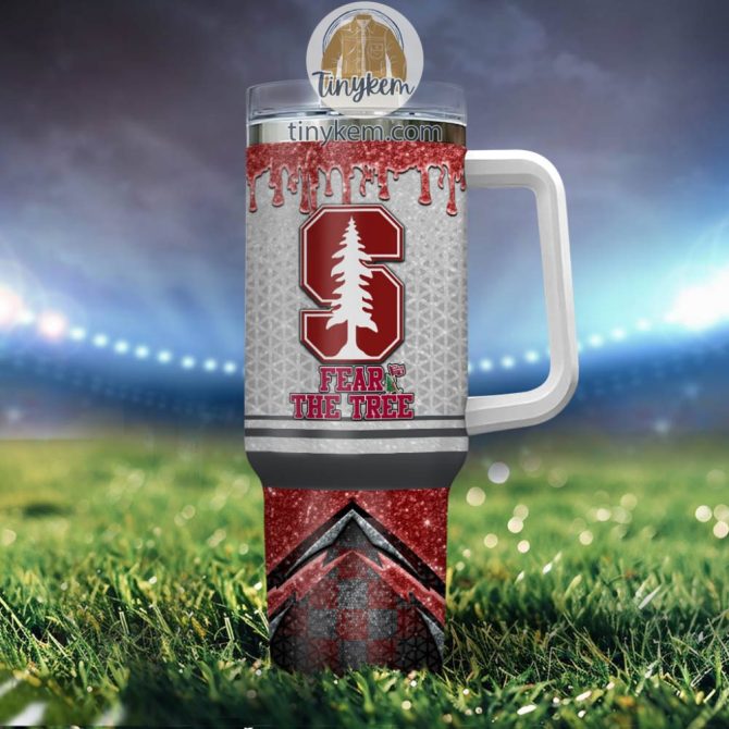 Stanford Cardinal Glitter Ncaa Custom Stanley Quencher 40Oz Stainless Steel Tumbler With Handle - Image 4