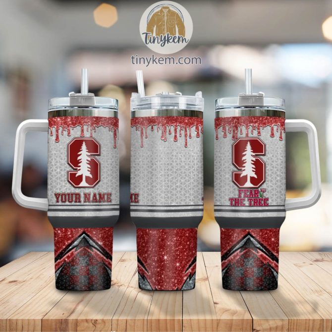 Stanford Cardinal Glitter Ncaa Custom Stanley Quencher 40Oz Stainless Steel Tumbler With Handle - Image 2