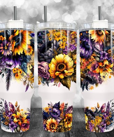 Sunflower Floral Custom Stanley Quencher 40Oz Stainless Steel Tumbler With Handle