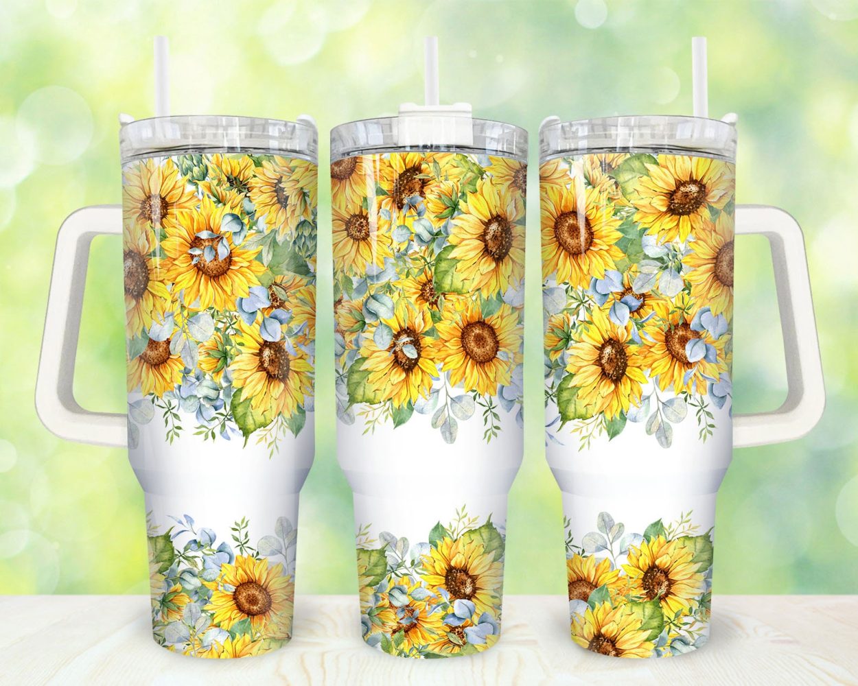 Sunflowers Custom Stanley Quencher 40Oz Stainless Steel Tumbler With Handle