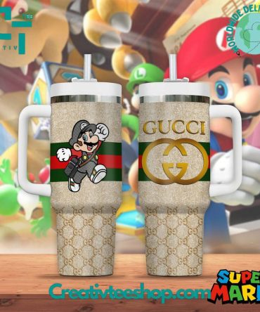 Super Mario X Gucci Games Custom Stanley Quencher 40Oz Stainless Steel Tumbler With Handle