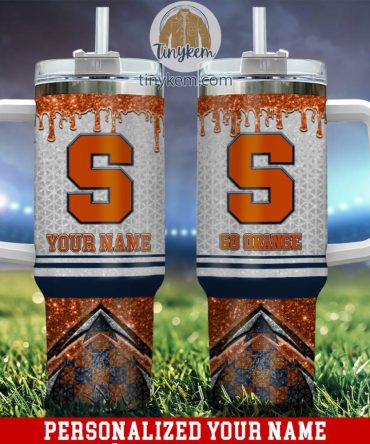 Syracuse Orange Glitter Ncaa Custom Stanley Quencher 40Oz Stainless Steel Tumbler With Handle