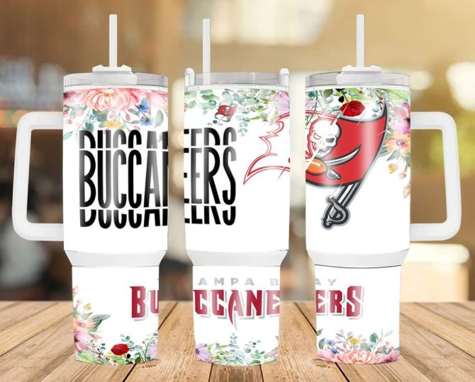 Tampa Bay Buccaneers Floral Nfl Custom Stanley Quencher 40Oz Stainless Steel