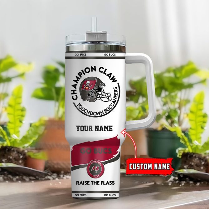 Tampa Bay Buccaneers Nfl Champion Claw Custom Stanley Quencher 40Oz Stainless Steel Tumbler With Handle - Image 2