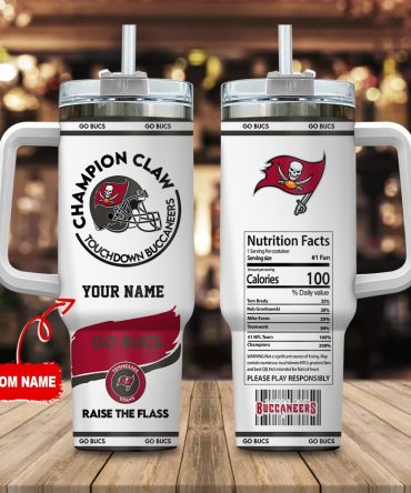 Tampa Bay Buccaneers Nfl Champion Claw Custom Stanley Quencher 40Oz Stainless Steel Tumbler With Handle